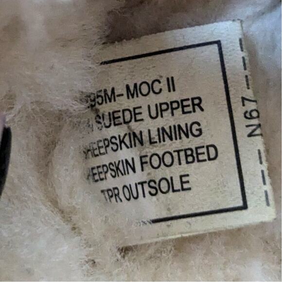 BEARPAW Mens Size 9 Moc II Hickory Suede Upper Sheepskin Lining Footbed Slippers - Picture 7 of 7